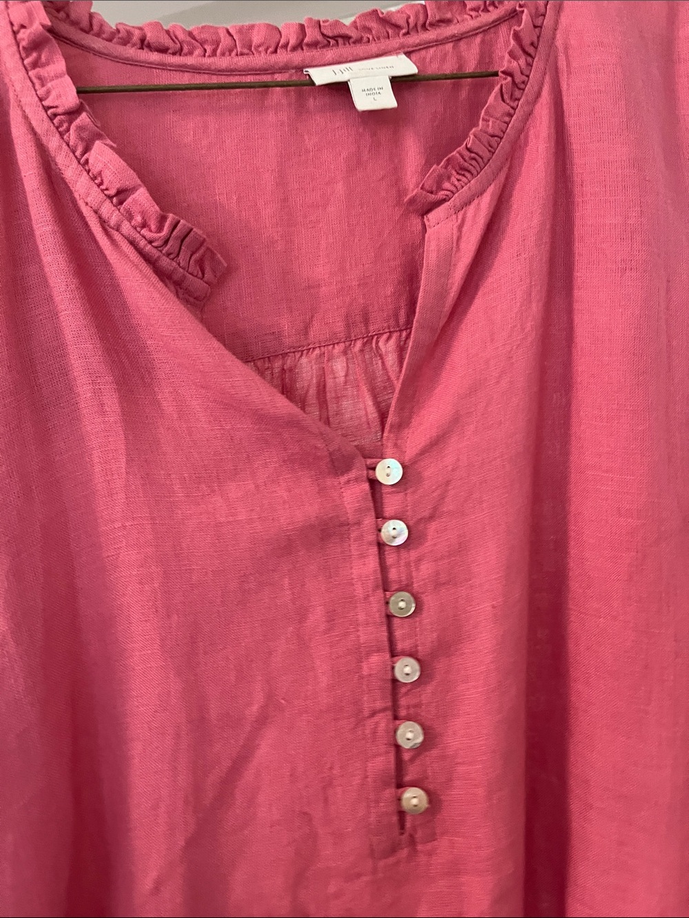 J. Jill Raspberry Pink Linen Button-Front Blouse - Picture 2 of 2